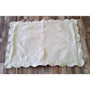 Country Manor Pillow Sham Mint Green Quilted Floral Standard Cottagecore Shabby